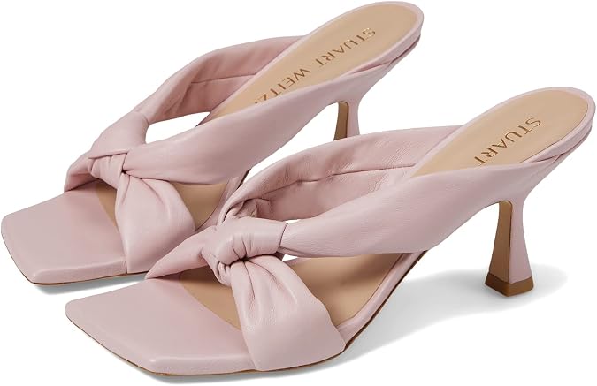 Stuart Weitzman Playa 75 Knot Sandal for Women - Sculptural Heel, Voluminous Knotted Detail, and Lacquered Nappa Leather Footwear