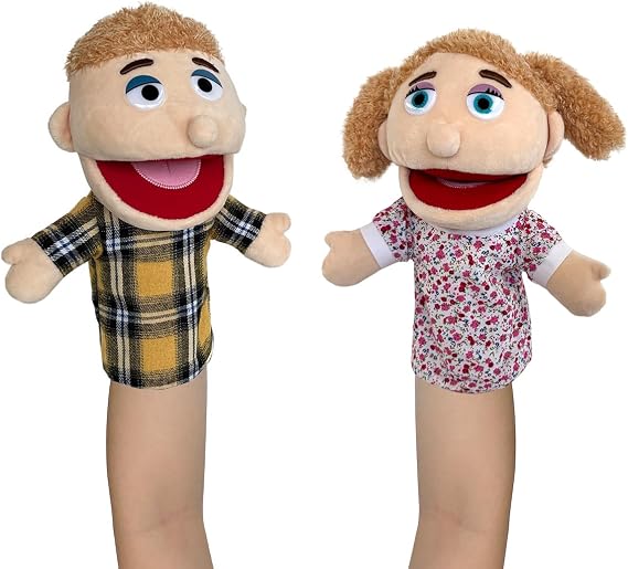 Hand Puppet Family Puppet,2pcs Cute Puppet Plush Toys Teaching Show,Soft Puppet for Kids Family Members Role Playing Birthday