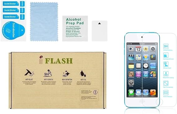 IFLASH (2 Pack) iPod Touch 7/6/5 Glass Screen Protector, for Apple New iPod Touch (7th Gen 2019 Released, 6th and 5th Generation) Tempered Glass Screen Protector, Anti Scratch, Bubble Free