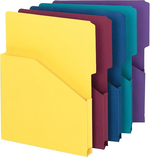 Smead Organize Yukarı Genişleyen Slash Ceket, 2/5 Kesim Tab, 1 "Genişletme, Mektup Boyutu, Çeşitli Renkler, Paket başına 5 (75445)