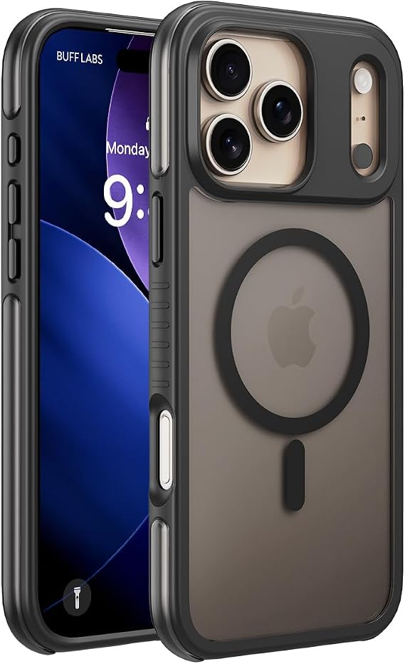 Buff iPhone 17 Pro Kablosuz Şarj Uyumlu Air Bumper Kılıf, Darbe Önleyici, Tam Koruma (Siyah)