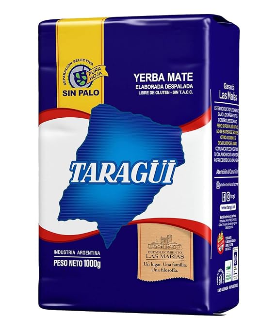 Taragui Yerba Mate No Stems, 1kg - 2.2 lbs (Blue Pack)