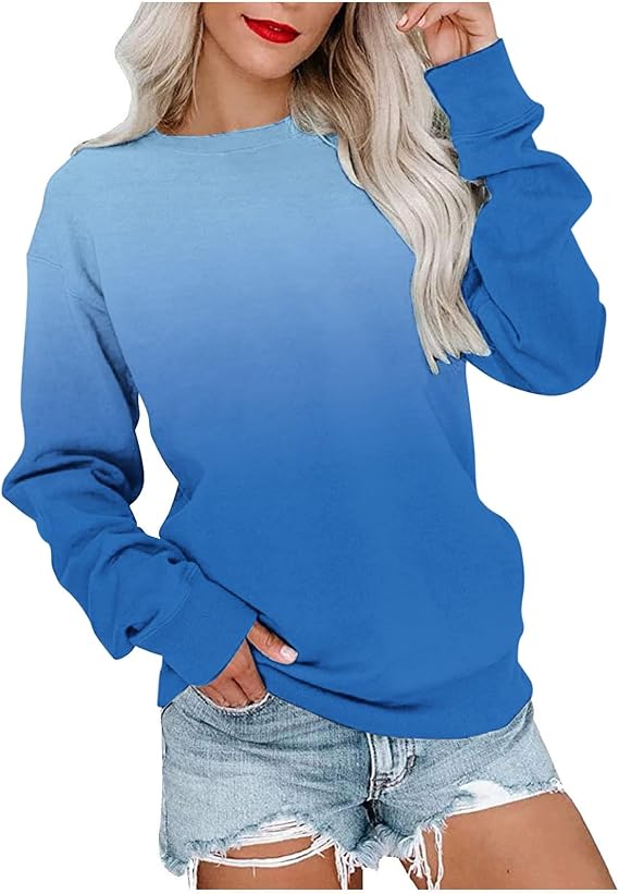 Ceboyel Long Sleeve Shirts For Women Crewneck Sweatshirt Pullover Casual Long Sleeve Tops Trendy Loose Fit Fall Clothing 2023