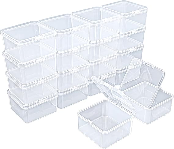 Goodma 18 Pieces Square Empty Mini Clear Plastic Storage Box, 65x65x35mm