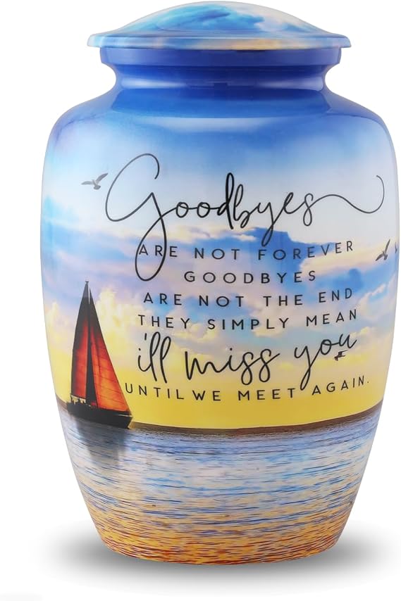 Sailboat Urn for Human Ashes Ocean Sunset Cremation Urns for Men and Women Adult Funeral and Memorial Urn Nautical Sailing Tribute up to 210 lbs (Large)