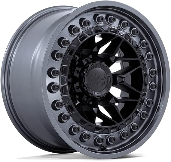Black Rhino Hard Alloys ALPHA 20X10, 5X5.0, 4.79, 18mm MATTE BLACK WITH GUNMETAL LIP - BR008MA20105018N