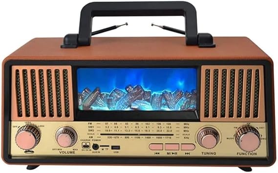 Bluetooth Fm Solar Panel Nostaljik Radyo-2 Farklı Alev Efekt Modu Çift Radyo Anten SD Kart USB Girş