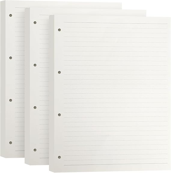 FYY A4 Refill Pad, 3 Packs 100GSM Thick Refill Paper,135 Sheets (270 Pages) Refillable Paper 4-Hole Punched for 4-Ring Binder, Folder,Refillable Notebook and Planner-Lined Paper