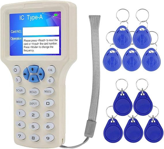 LIBO RFID Smart Card Reader Writer NFC 13.56MHz Copier 125KHz Duplicator Programmer Multi-Frequency Decoding Software USB Support with Readable Rewritable RFID Keyfobs Tags