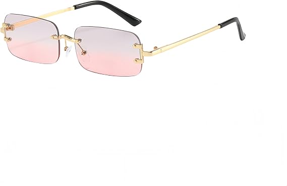 Retro Rectangular Sunglasses Frameless Sunglasses Fashion Glasses for Men and Women