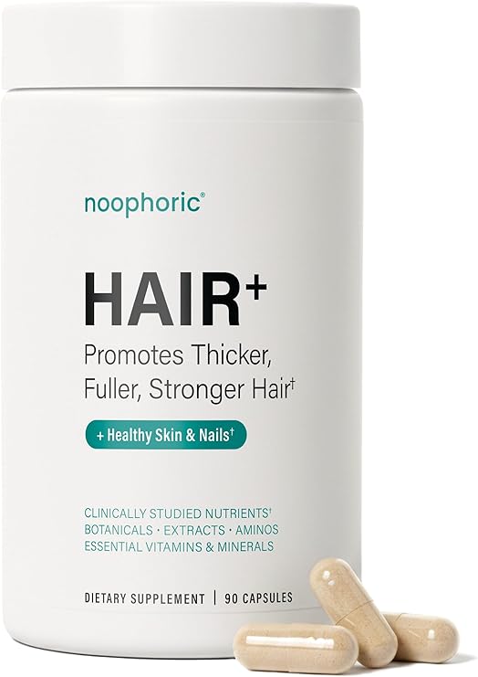 Noophoric Hair Growth Vitamins for Women, Hair Skin and Nails Supplement with Biotin Zinc and Saw Palmetto, Supports Thicker Fuller Hair, 90 Capsules