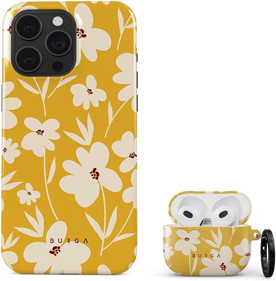 BURGA Case Compatible with Airpods 3 and Phone Case Compatible with iPhone 15 Pro Max - Scratch-Resistant Shockproof Cover - Bundle