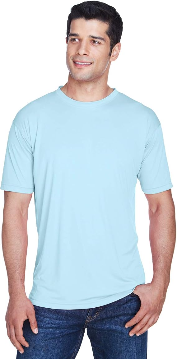UltraClub Men's Cool & Dry Sport Performance Interlock T-Shirt XL ICE BLUE