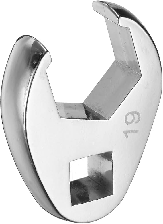 HARFINGTON Drive Crowfoot Wrench 3/8" Drive 19mm Metric Fractional Crowfoot Flare Nut Wrench 40Cr Chrome Plated Open End Crowfoot Wrench for Mechanics Automotive Repair Work