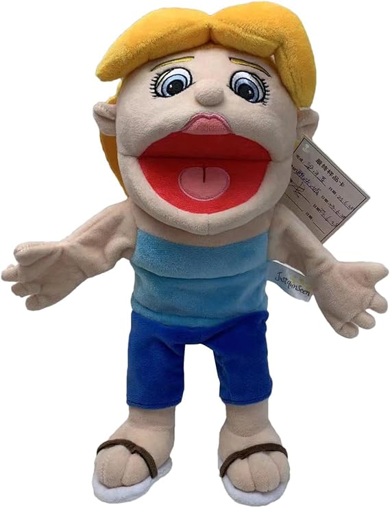 Jeffy Puppet Plush Toy Doll,Mischievous Funny Puppets Toy with Working Mouth,Soft Hand Puppet for Play House, for Halloween