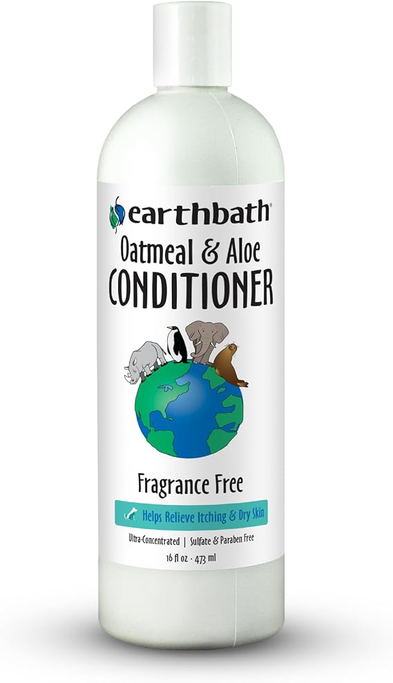 earthbath Oatmeal & Aloe Conditioner, Dry Skin, Made in USA, 16 Oz (1 Pack)