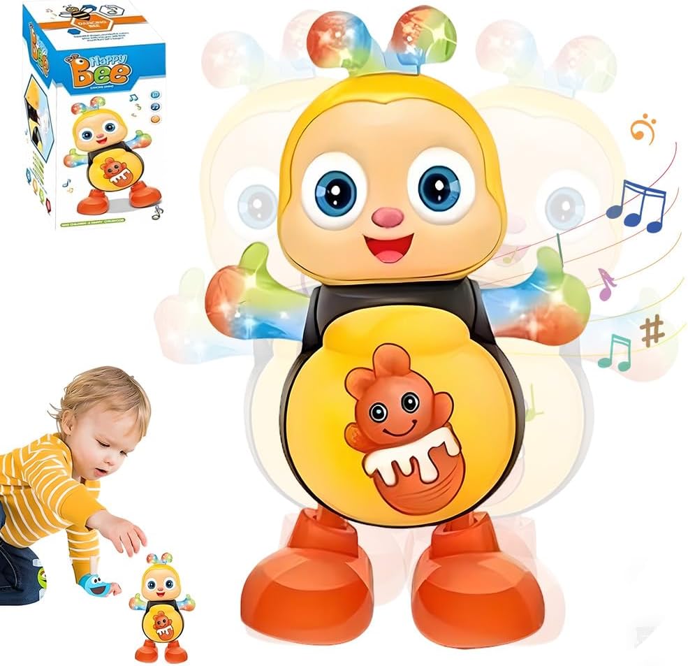 Dancing Bee Toy, Abejita Chiquitita De Plim DecoracióN, Wiggling Bee Toy with Lights and Music, Moving Eyes, Twisting Body and Moving Legs Bee