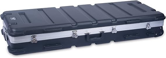 Crossrock 61 Key Keyboard Case Hard Molded with Wheels, Black (CRA861YKBK)