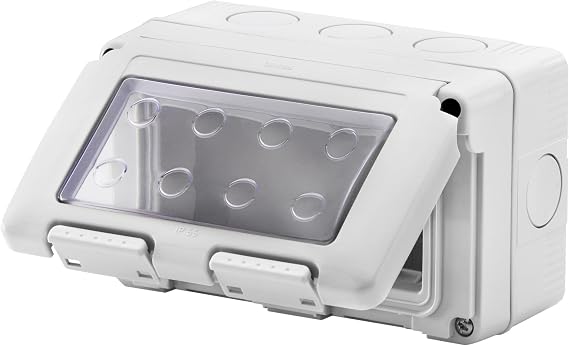 Gewiss Waterproof Surface Box Series 27 for System mechanisms, IP55-4 Modules, Grey RAL 7035, GW27044DY