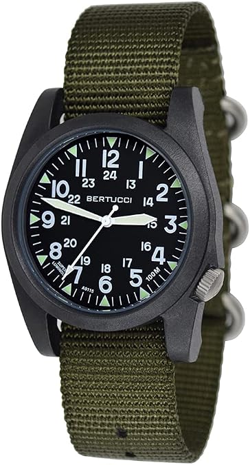 BERTUCCI 13351 Leather Band Black Dial Watch