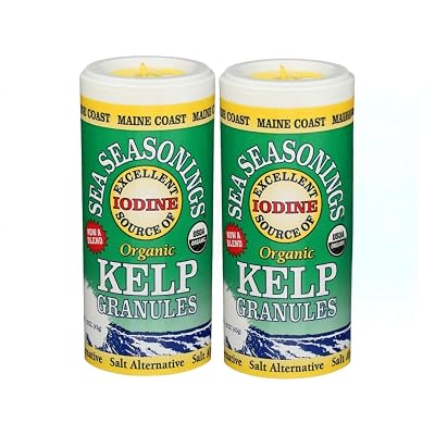 Maine Coast Sea Vegetables Kelp Granules Blend | Organic Seaweed Snacks | Sustainably Harvested | Low Sodium Salt Alternative | Rich in Iodine & Minerals | Ideal for Soups, Salad | 1.5 oz Pack of 2