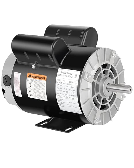 3.7 HP Air Compressor Motor 56 Frame Single Phase 3450RPM 230V ODP