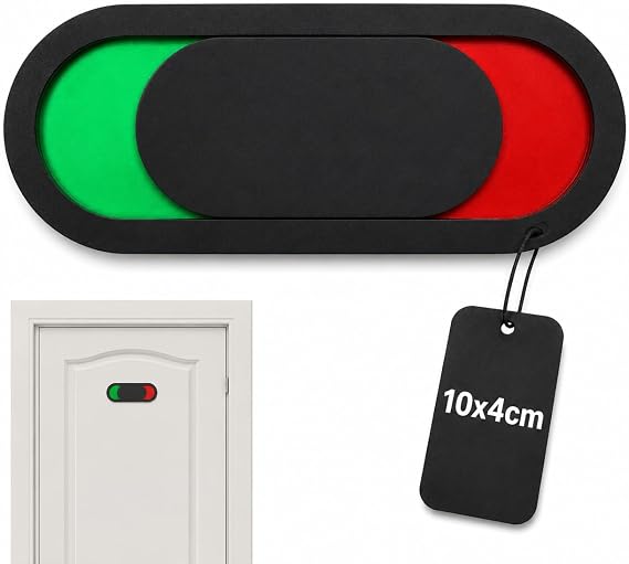 CLISPEED Slide Door Sign Red Green Slider Indicator Door Indicator Privacy Sign Conference Room Privacy Slider for Home Office Restroom Conference Hotels Hospital, 10x4cm, Black