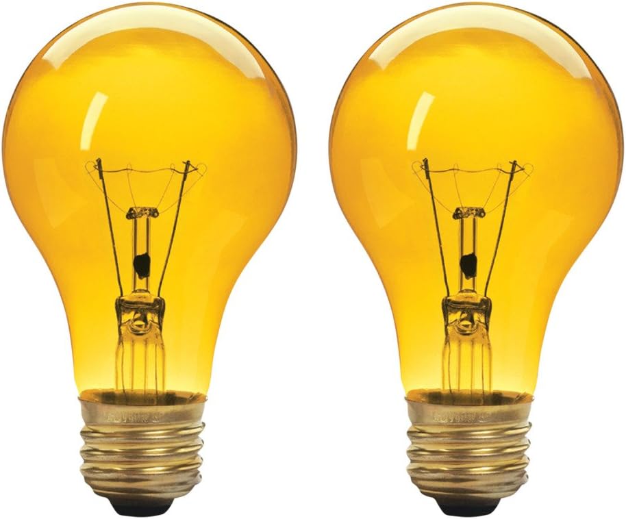 Xtricity A19 Incandescent Colored Light Bulb, 60W, E26 Medium Base, 130V, Yellow 2 Pack