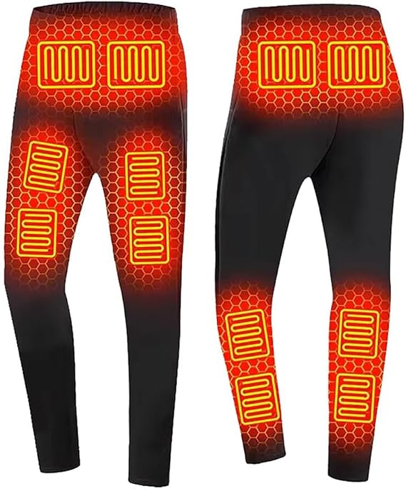 Heated Underwear Pants for Men, Thermal Base Layer Pants 12 Zones Heating Long Johns for Motorcycle Hunting(Power Bank Not Included) Black,M