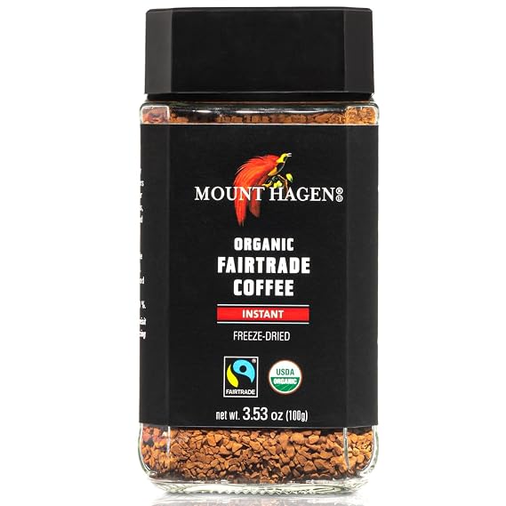 Mount Hagen Organic Freeze-Dried Instant Coffee, Fair Trade 3.53oz Jar
