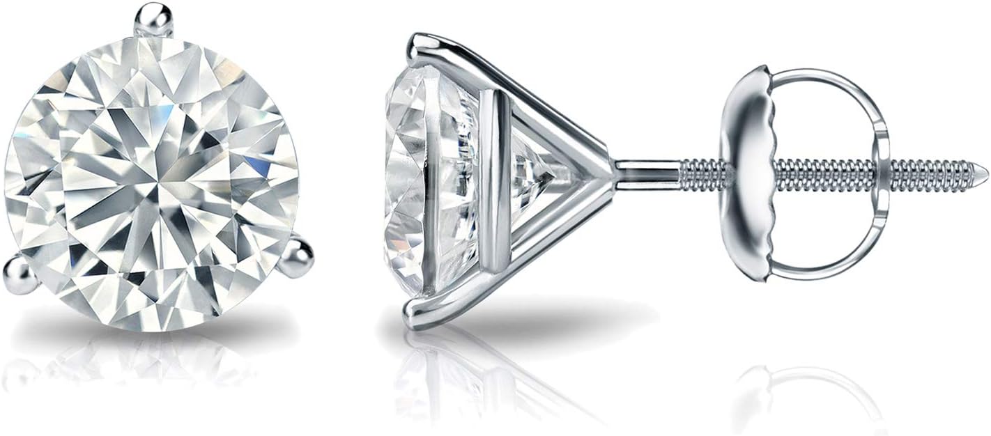 IGI Certified 14 to 5 Carat Lab Grown Diamond Round Stud Earrings for Women in 14k Gold or Platinum E-F Color, SI1-SI2 Clarity, cttw 3-Prong Martini Set Round Cut Screw Back Studs by Diamond Wish