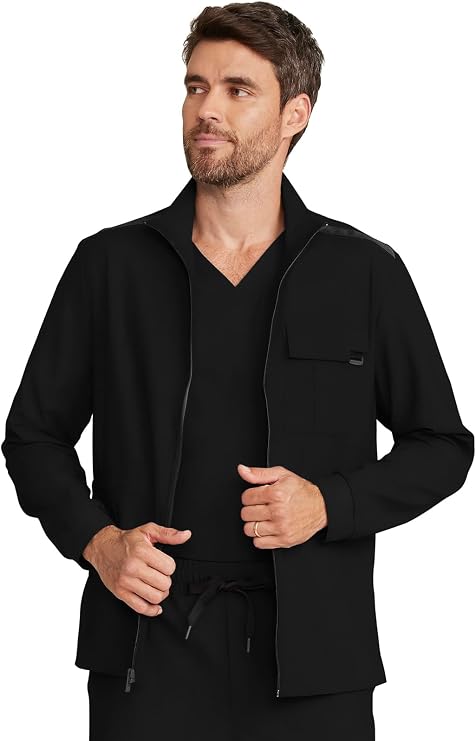 Healing Hands Quest Scrub Jacket for Men Zip Front Utility Jackets 4 Pocket