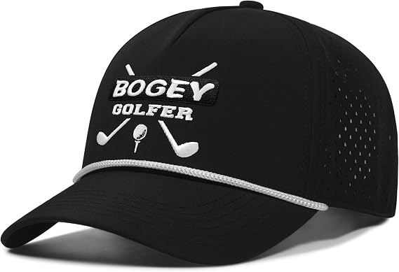 Funny Golf Hats Funny Golf Gifts for Men,Golf Rope Hat for Men,Legalize Mulligans - Black/White