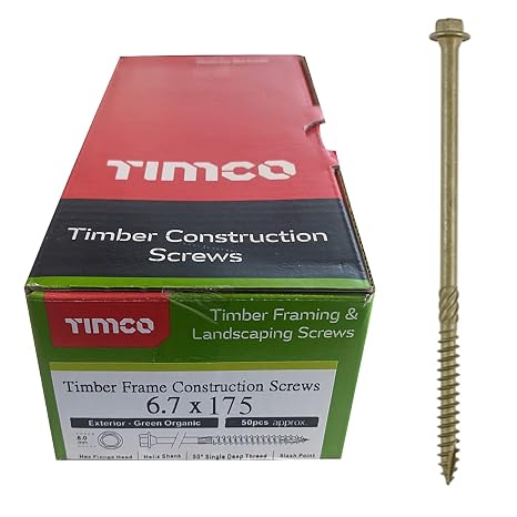 TIMCO Timber Screws – Hex Head – Exterior Green – 6.7 x 175 - Box of 50