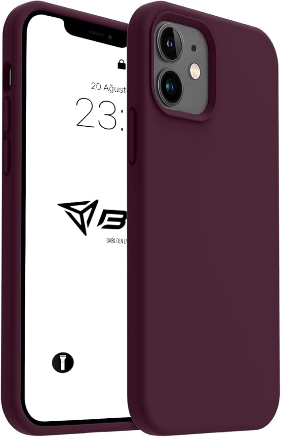iPhone Kılıf İnce Sıvı Silikon 3 Katmanlı Tam Kaplamalı Yumuşak Jel Kauçuk Kılıf Kapak (Mürdüm, iPhone 11)