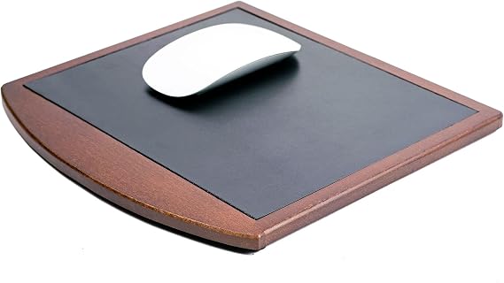 Dacasso Walnut & Leather Mouse Pad - Luxury Leather Mouse Pad for Optical or Analog Mouse - Office Accessories & Executive Desk Decor - (Black)