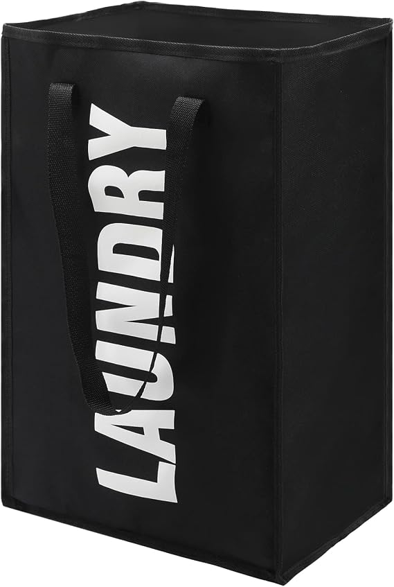 Maxsilan 50L Laundry Basket, Collapsible Washing Clothes Bag, Black