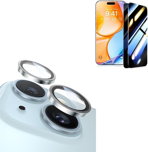 UltraGlass for iPhone 15 Privacy (Screen Protector+ Camera Protector) White Titanium