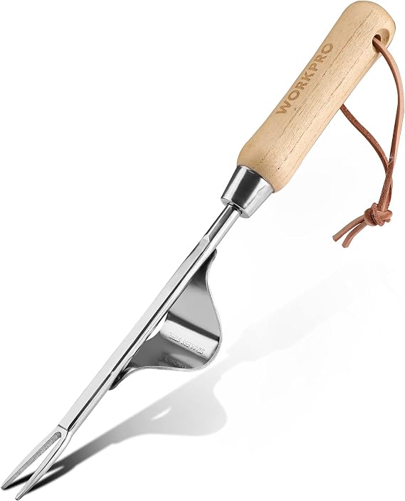 WORKPRO Weed Puller Tool, V-Shaped Forks and Metal Leverage Base