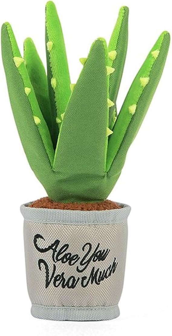 P.L.A.Y. Cute Plush Dog Toys - Blooming Buddies, Plant Themed Durable Squeaker Chew Toy, Great for Puppies & Small, Medium, Large Dogs - Machine Washable, Recycled Materials (Aloe-ve You Aloe Plant)