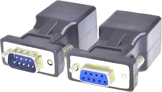 RS232 DB9 to RJ45 Serial Adapter DB9Male to RJ45Female Serial2pcs | Converter and Serial Coupler LAN Ethernet Cat5e Cat6 Extender Adapter