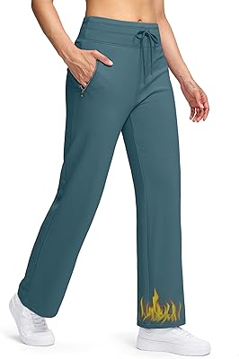 Soothfeel Womens Fleece Lined Pants 29 High Waisted Zipper Pockets Winter Warm Thermal Sweatpants Snow Hiking Lounge Pants