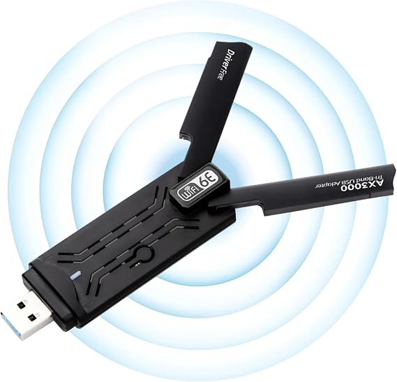 5400mbps WiFi Dongle | 3.0 WiFi 6E Adapter | USB Network | Wireless Gigabit with Network Card Tri-Band 2.4G/5G/6G WPA3 Encryption | Receiver External Antenna | Support Windows 11/10