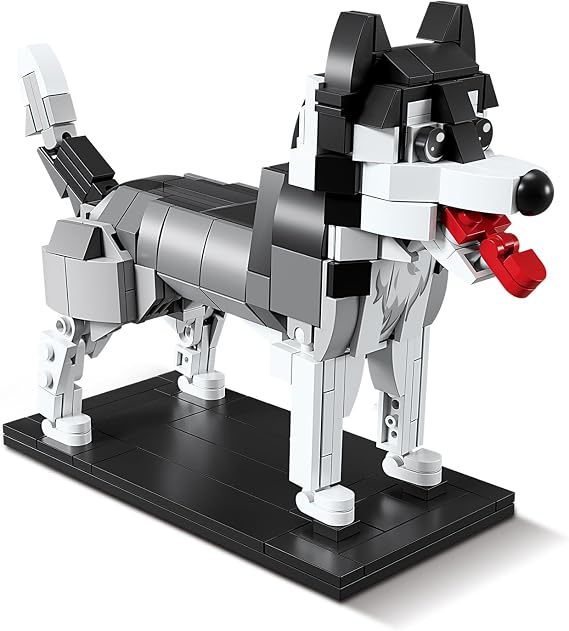 Lynda Build Your Own Adorable Husky Buddy with 363-Piece Building Blocks Set The Ultimate STEM Educational Toy for Dog-Loving Kids! Safe Non-Toxic