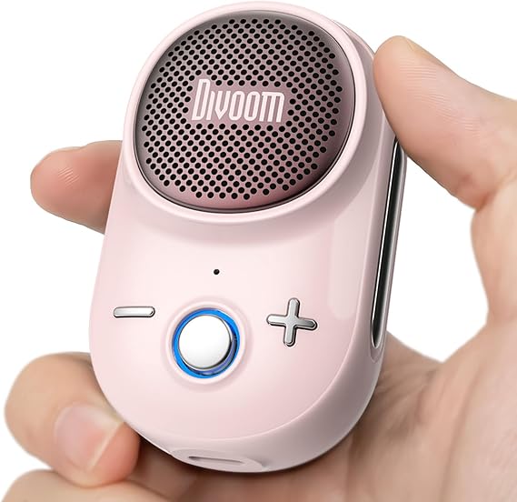 Divoom Itour-S Wearable Bluetooth Speaker, IP67 Clip-On, 10H Playtime, Pink