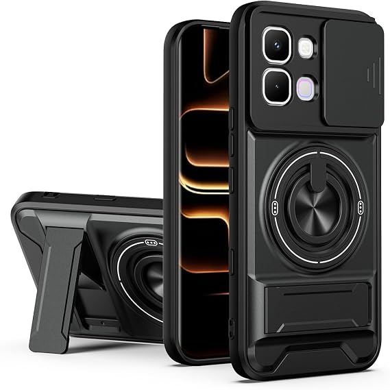 Compatible with Infinix Note Edge 5G Case Cover,Compatible with Infinix Note Edge 5G X6887 with Slide Camera Cover Phone Stand Protective Case Black