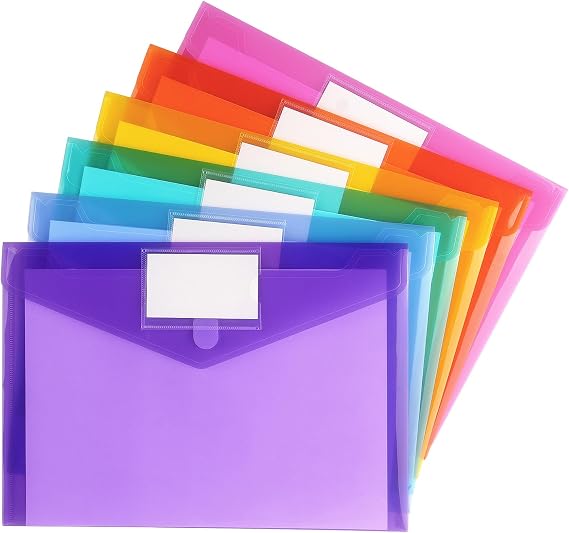 Tamaki 6 Pack Plastic Envelopes, Clear Document Folders, A4 Size