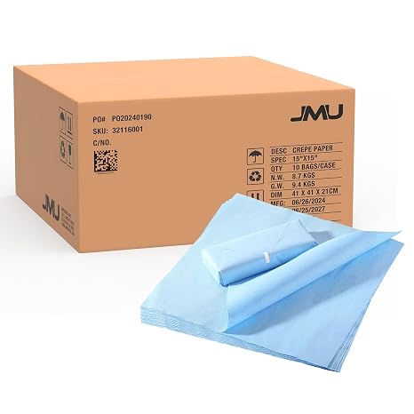 JMU 1000pcs Autoclave CSR Sterilization Wrap 15" x 15" Cellulose Paper