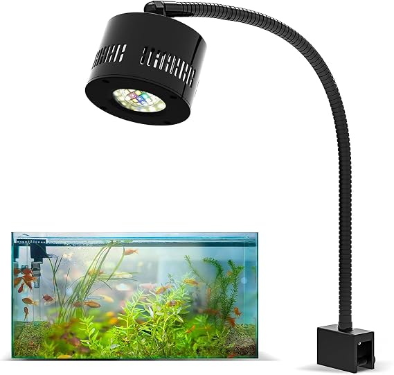 Lominie LED Aquarium Light with Dimmer Control 0-100% Brightness, 70W Planted Fish Tank Light, Clamp Clip Lamp for 60cm Freshwater Refugium Algae Fish Tank [Energy Class G]