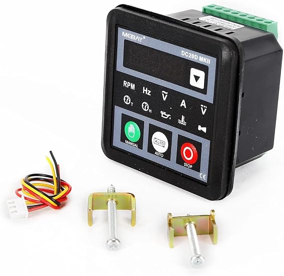 Generator Controller, DC20D MKII Electronic Generator Controller Module, Control Panel for Diesel Engine or Generator, Auto Start/Stop, and Alarm Indication